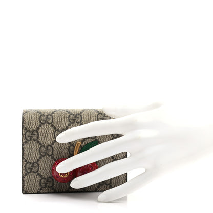 Gucci GG Supreme Monogram Cherry Embellished Card Case Wallet Hibiscus Red 2 of 8