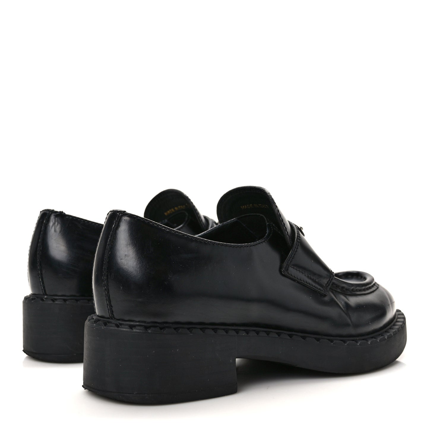 Spazzolato Metal Triangle Logo 50mm Loafers 35.5 Black