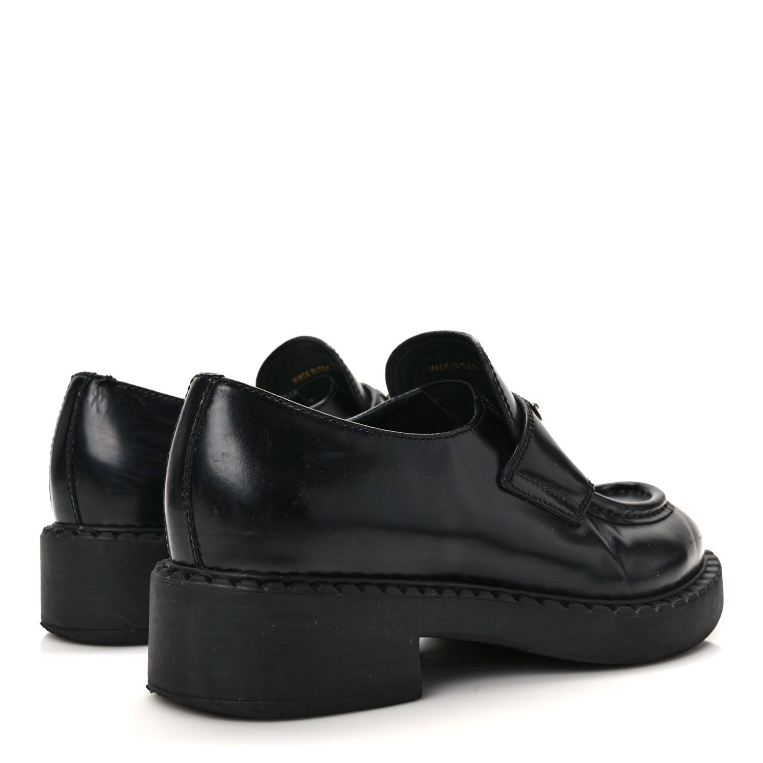 Prada Spazzolato Metal Triangle Logo 50mm Loafers 35.5 Black 4 of 10