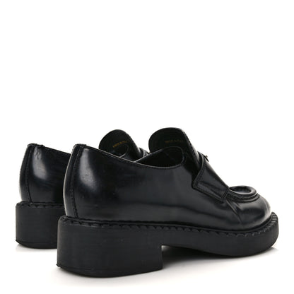 Prada Spazzolato Metal Triangle Logo 50mm Loafers 35.5 Black 4 of 10