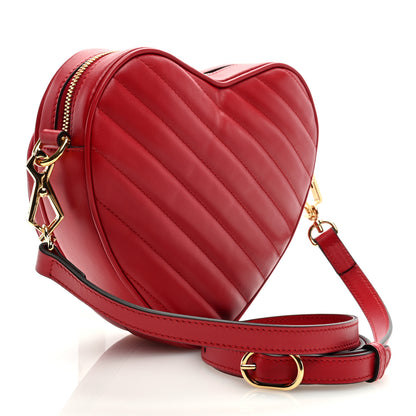 Gucci Calfskin Matelasse Diagonal Mini Interlocking G Heart Shoulder Bag Hibiscus Red 3 of 7