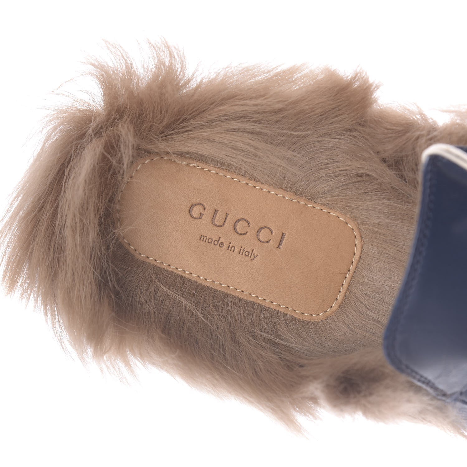 Gucci Malaga Kid Fur Womens Princetown Slippers 39 Blue Agata 8 of 9