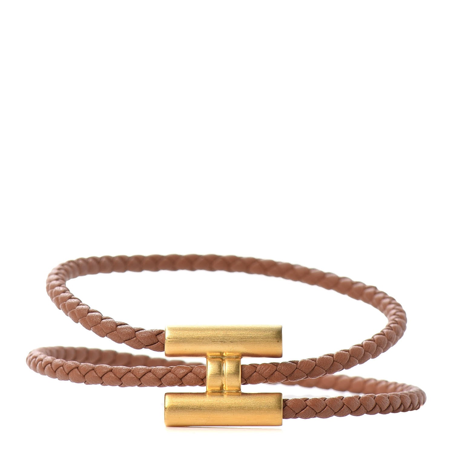 Hermes Swift Double Wrap Cord Tournis Tresse Bracelet T5 Gold 1 of 4