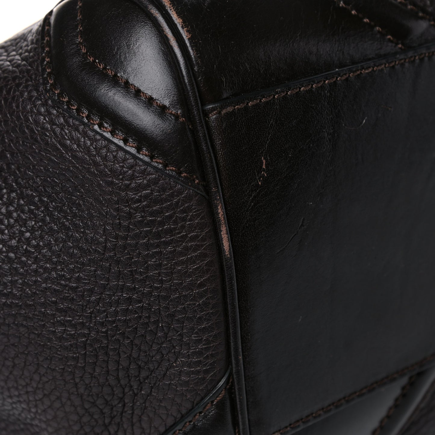 Grainy Calfskin Small Canterbury Tote Dark Chocolate