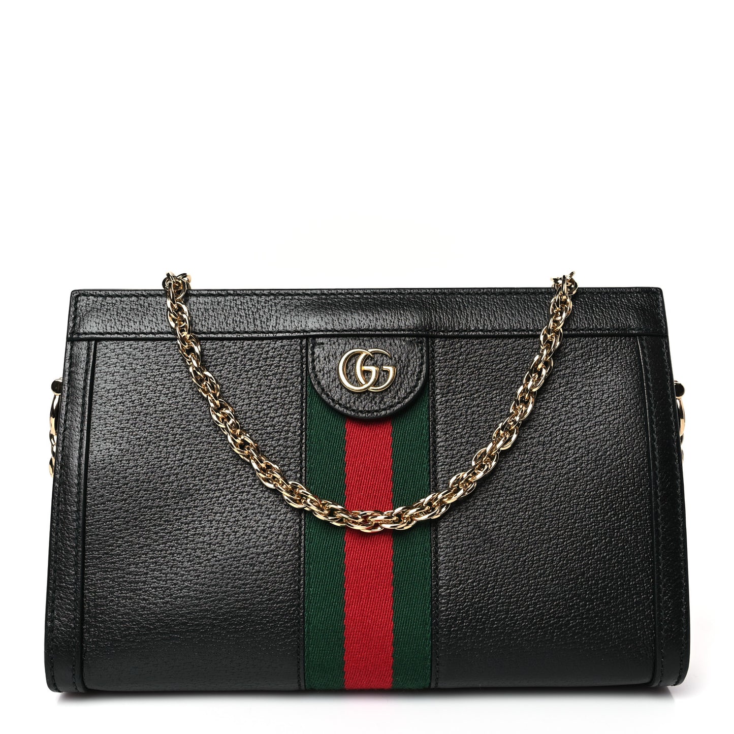 Calfskin GG Web Small Ophidia Chain Shoulder Bag Black