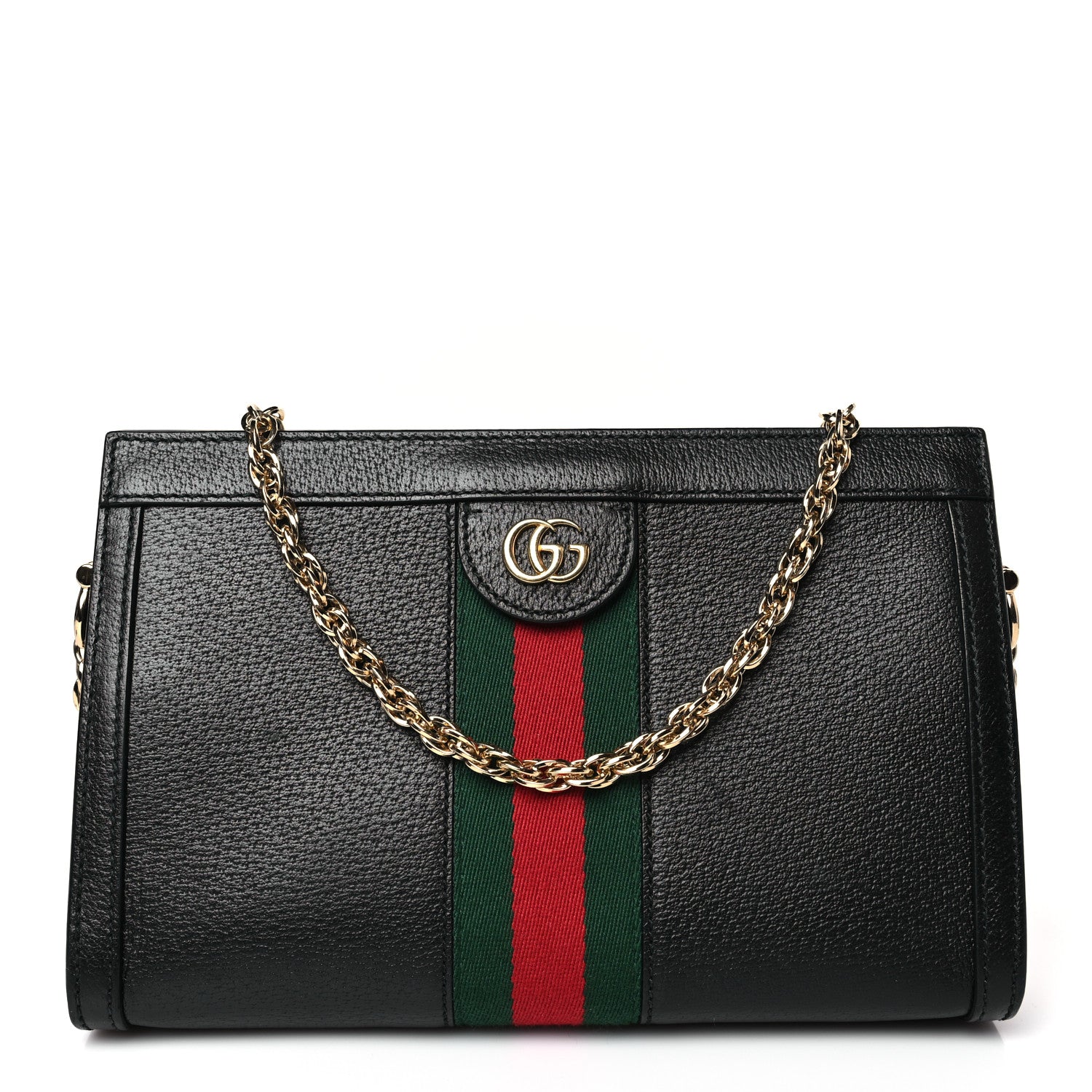 Gucci Calfskin GG Web Small Ophidia Chain Shoulder Bag Black 1 of 9