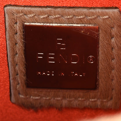 Fendi Calf Hair Bicolor Mini Front Buckle Shoulder Bag Light Brown Orange 6 of 13