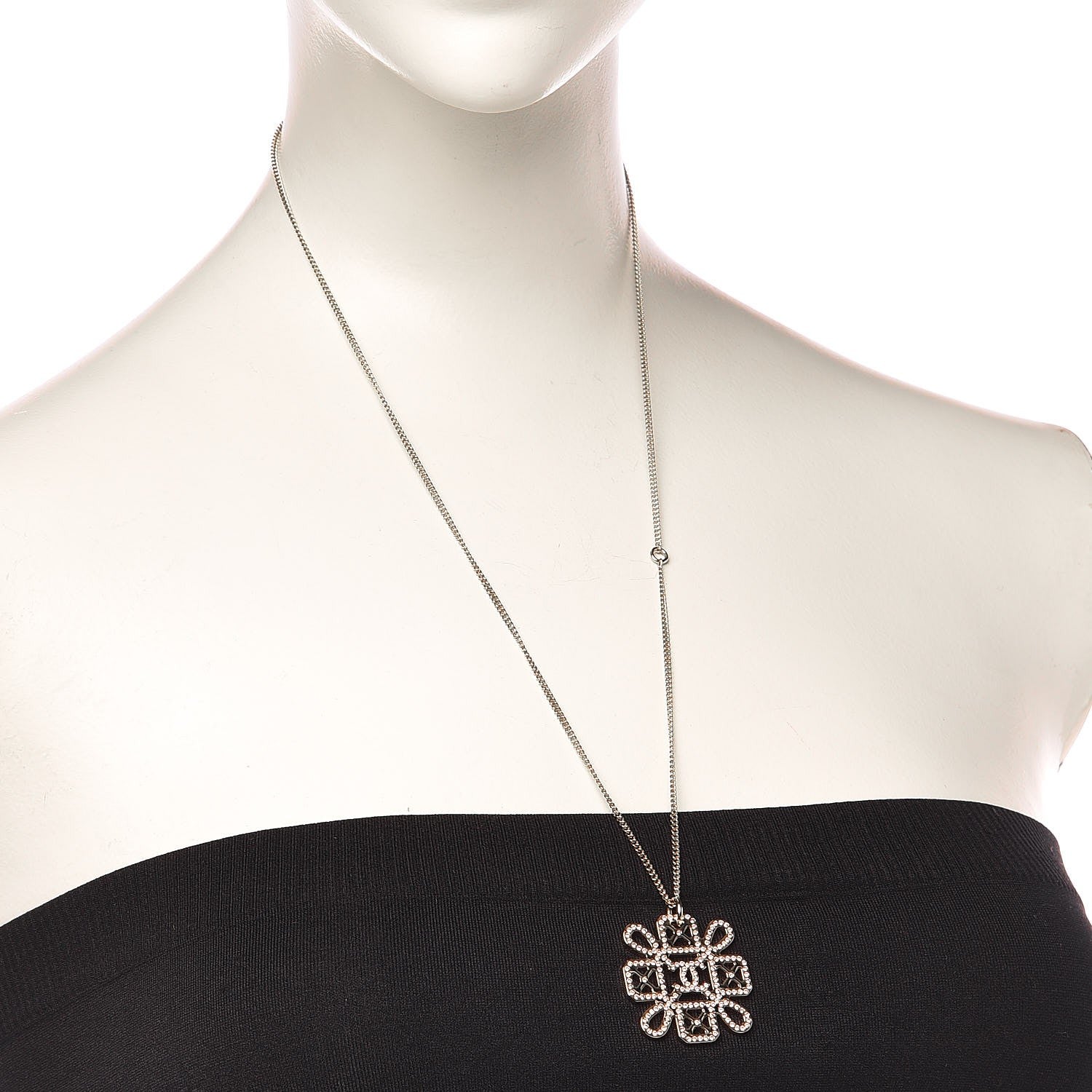 Chanel Crystal CC Necklace Light Gold 2 of 6