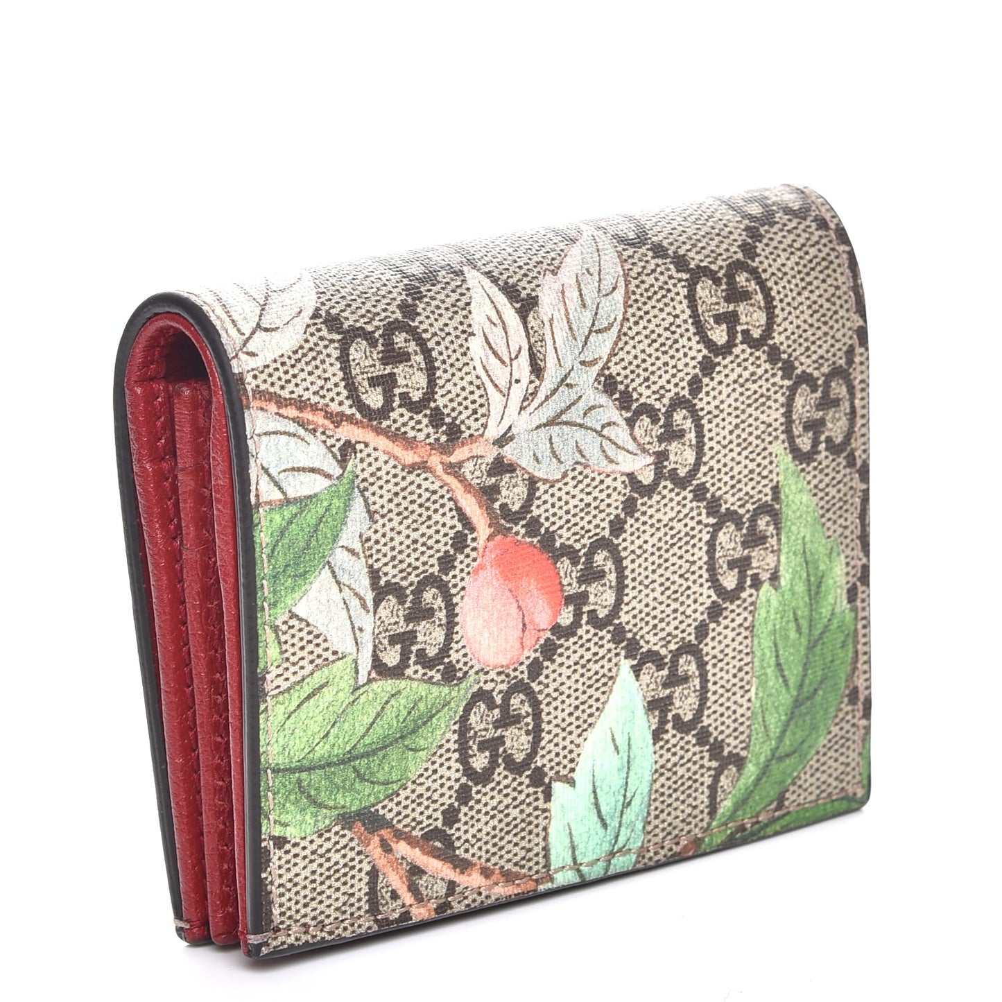GG Supreme Monogram Tian Card Case Beige Multicolor Red