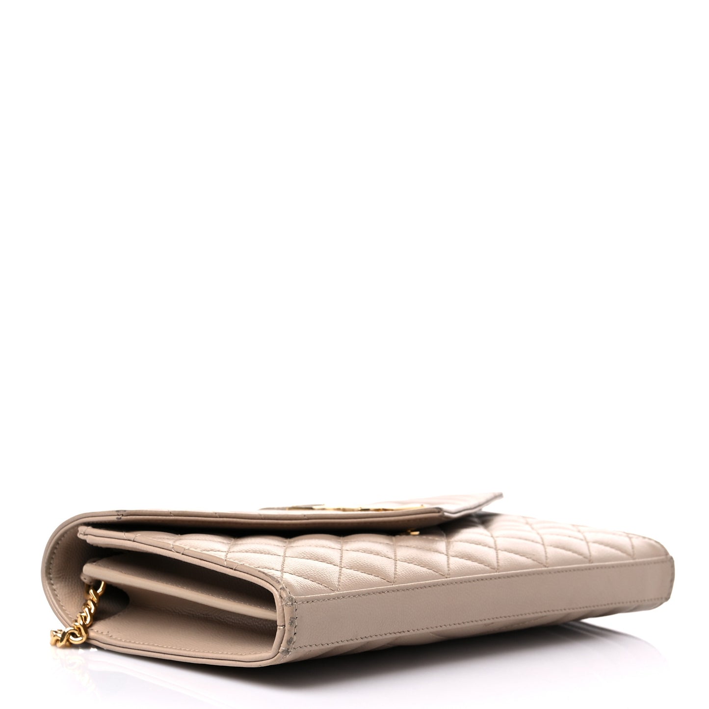 Grain De Poudre Mixed Matelasse Triquilt Monogram Chain Wallet Dark Beige