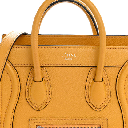 Celine Drummed Calfskin Nano Luggage Ocre 8 of 13