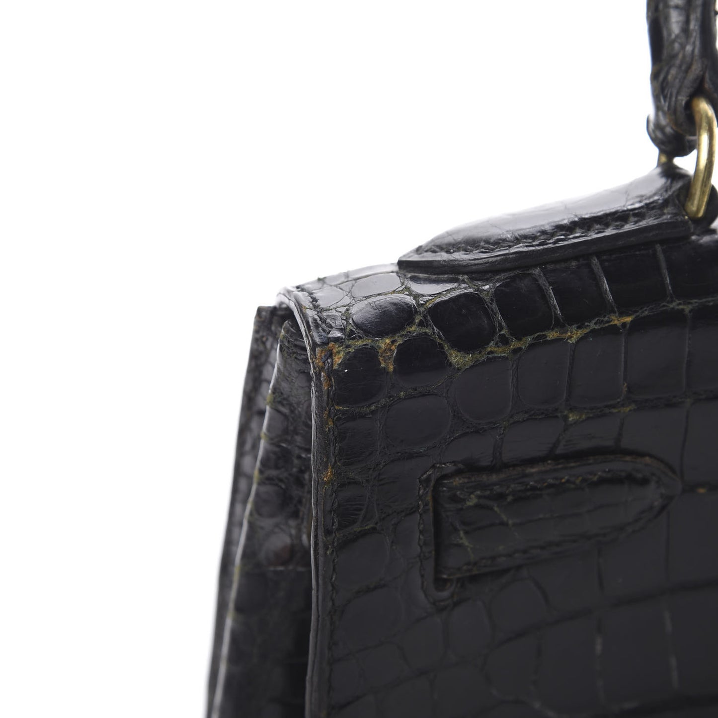 Shiny Porosus Crocodile Kelly Sellier 32 Black