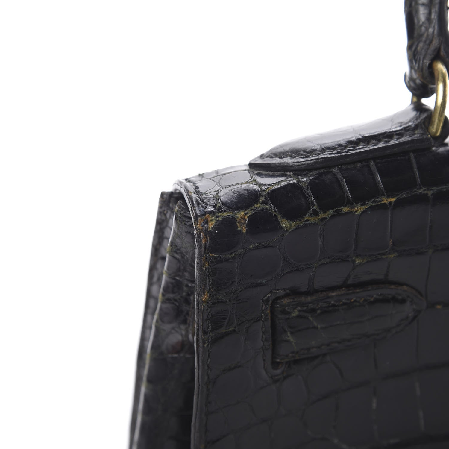 Hermes Shiny Porosus Crocodile Kelly Sellier 32 Black 46 of 50