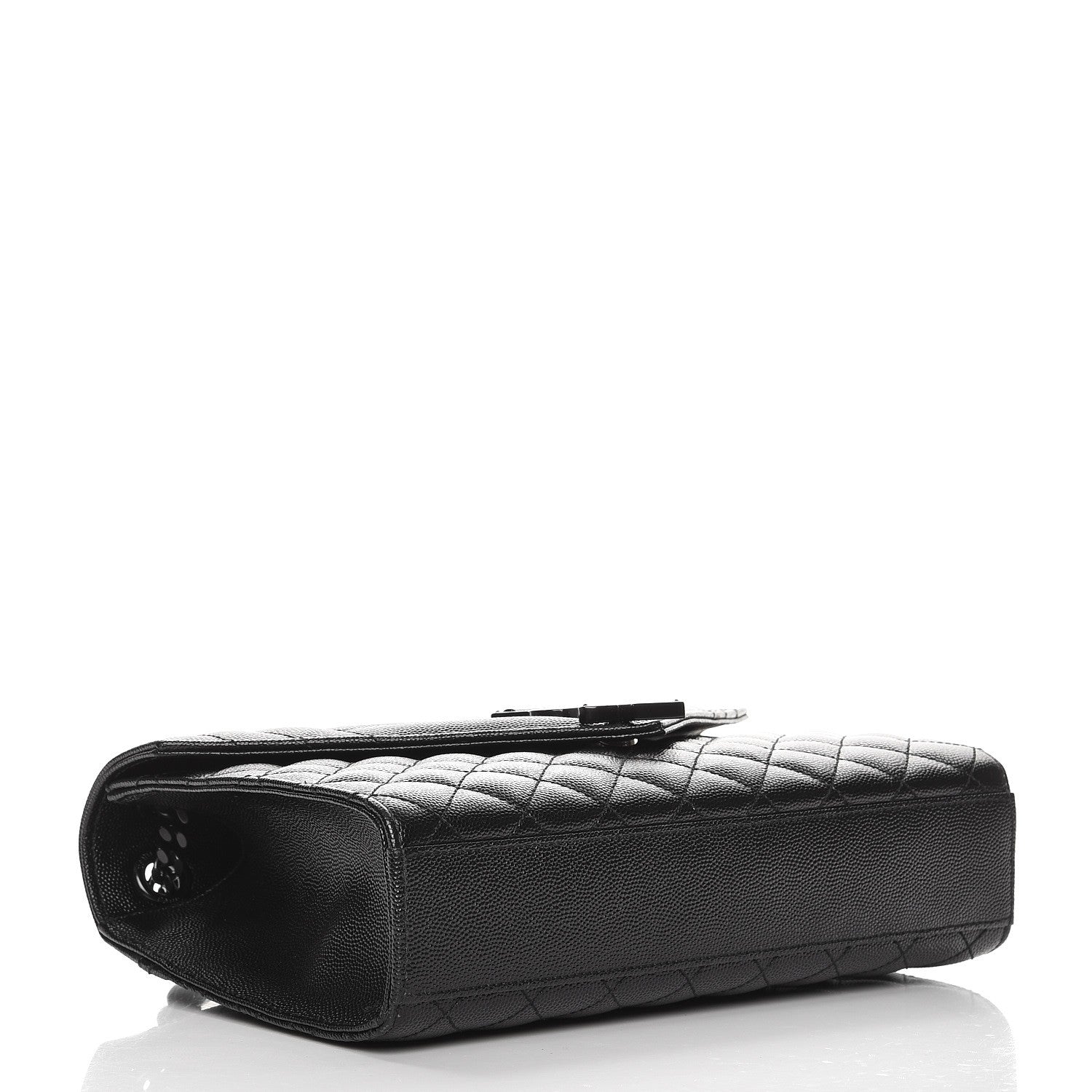 Saint Laurent Grain De Poudre Textured Mixed Matelasse Triquilt Medium Monogram Satchel Black 4 of 7