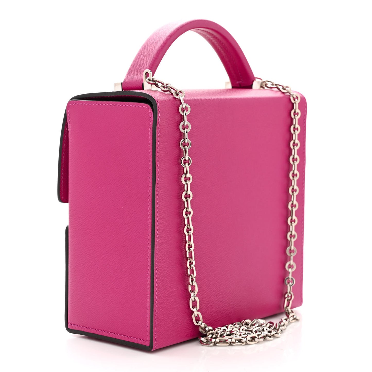 Madame Calfskin Cinhetic Boxy Top Handle Bag Rose Pourpre