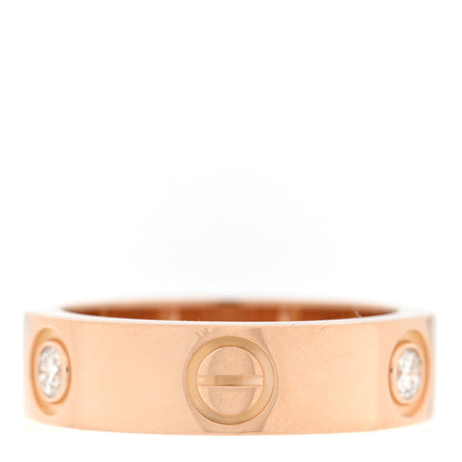 Cartier 18K Pink Gold 3 Diamond 5.5mm LOVE Ring 51 5.75 3 of 4