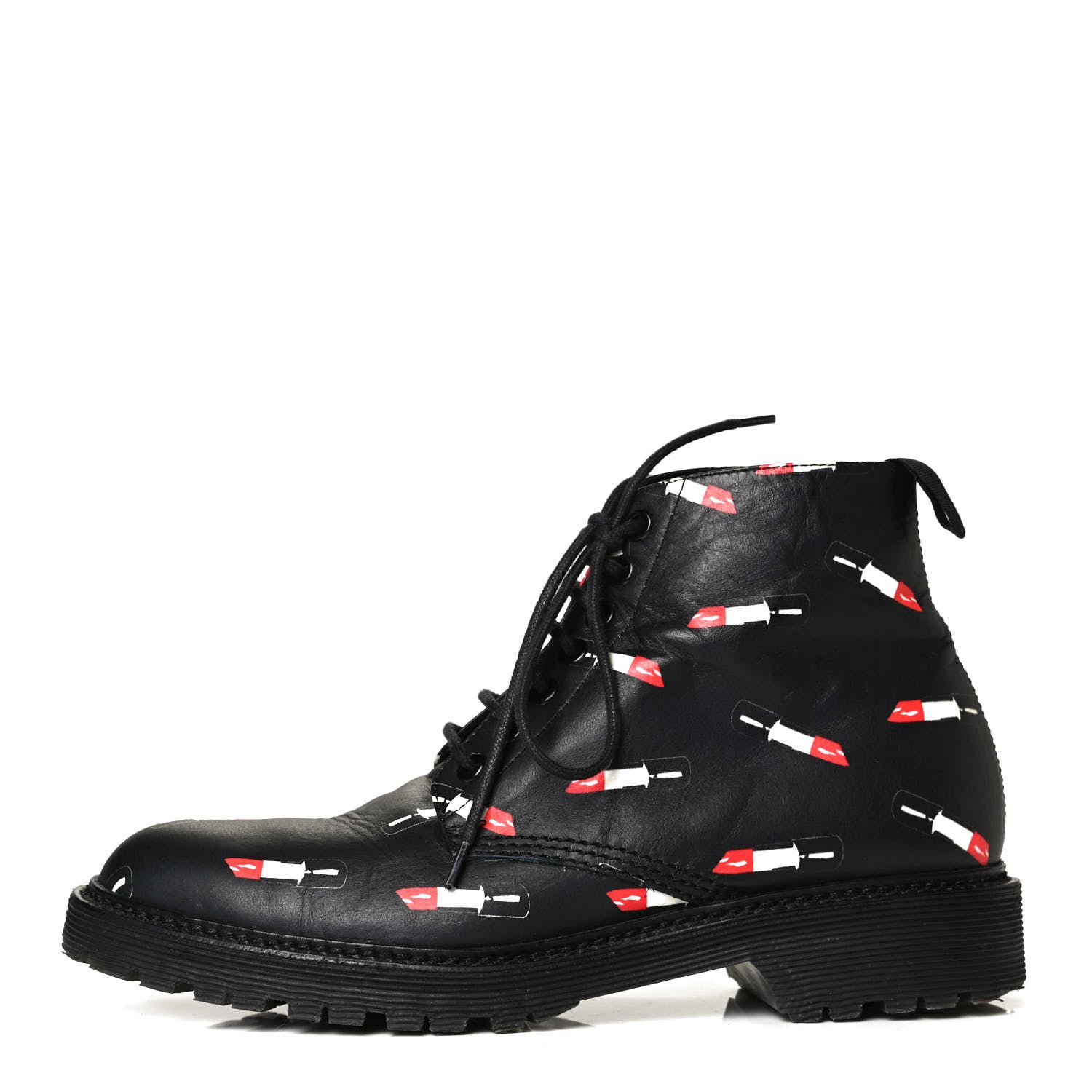Saint Laurent Smooth Calfskin Rangers Boots 37 Black Red 1 of 22