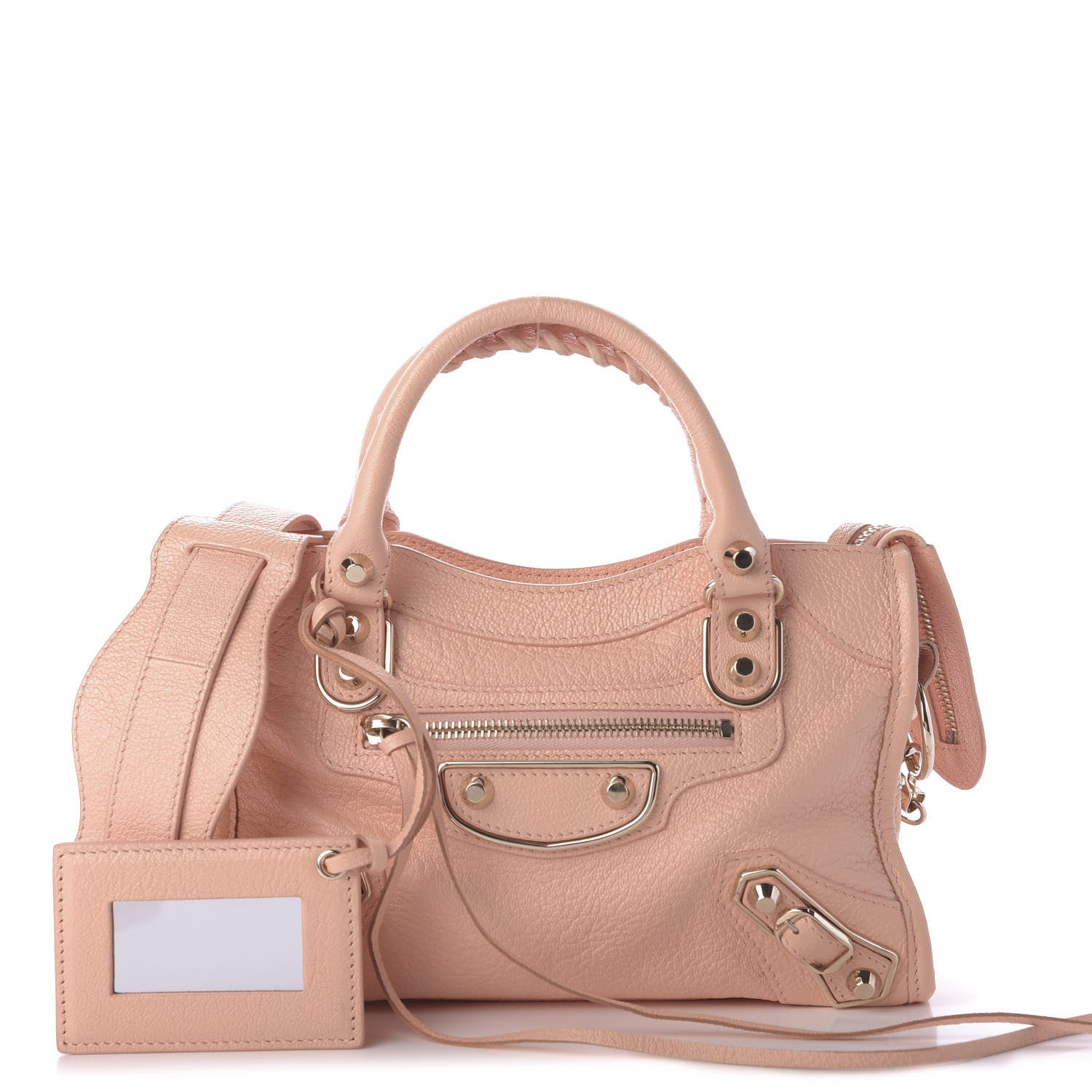 Balenciaga Chevre Gold Metallic Edge Hardware Mini City Rose Peach