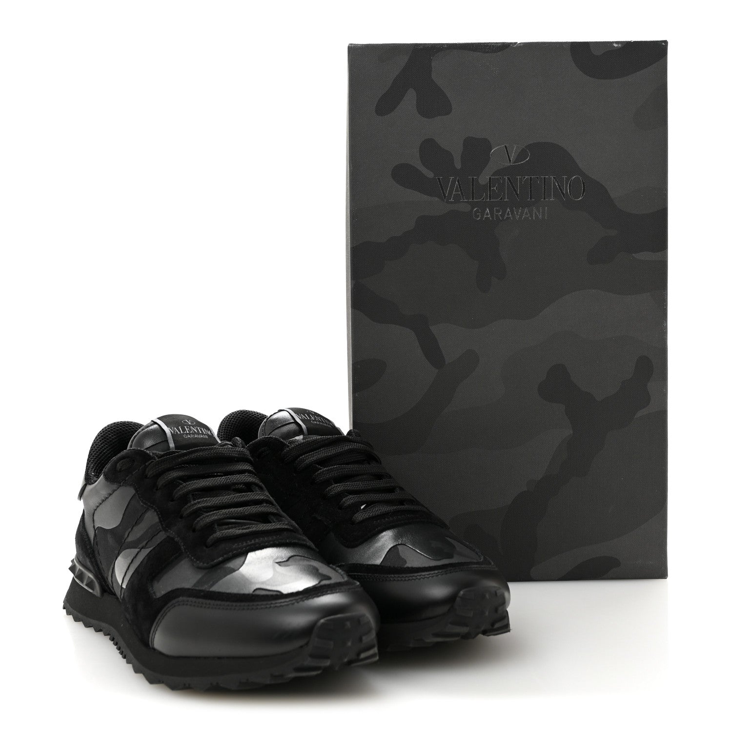 Valentino Garavani Nappa Suede Camouflage Mens Rockrunner Sneakers 41 Black 11 of 11