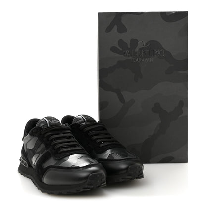 Valentino Garavani Nappa Suede Camouflage Mens Rockrunner Sneakers 41 Black 11 of 11
