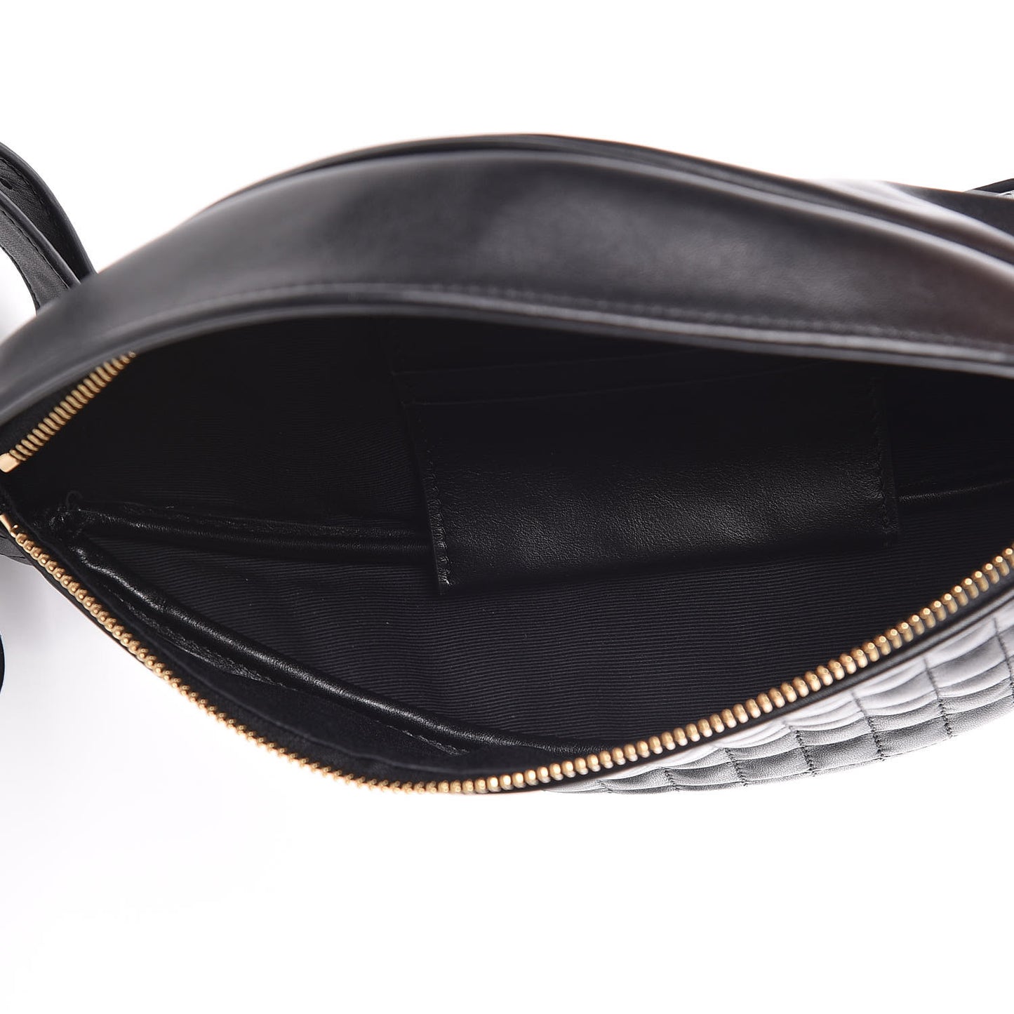 Calfskin Quilted C Charm Belt Bag Black