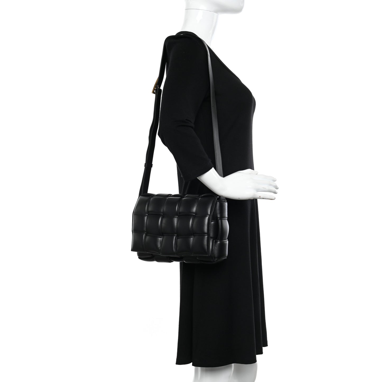 Nappa Maxi Intreccio Padded Cassette Crossbody Bag Black