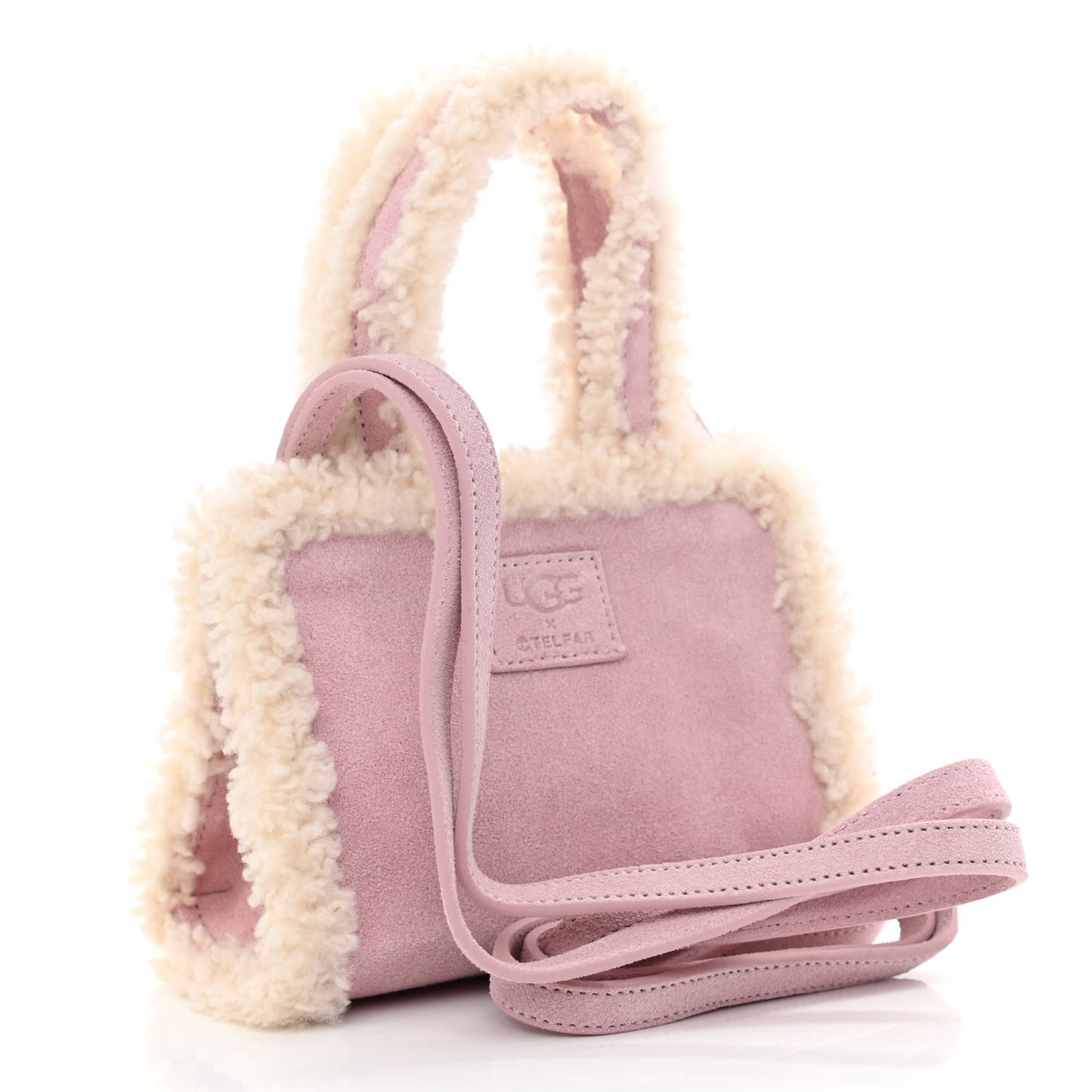 X UGG Suede Shearling Small Shopping Bag Pink