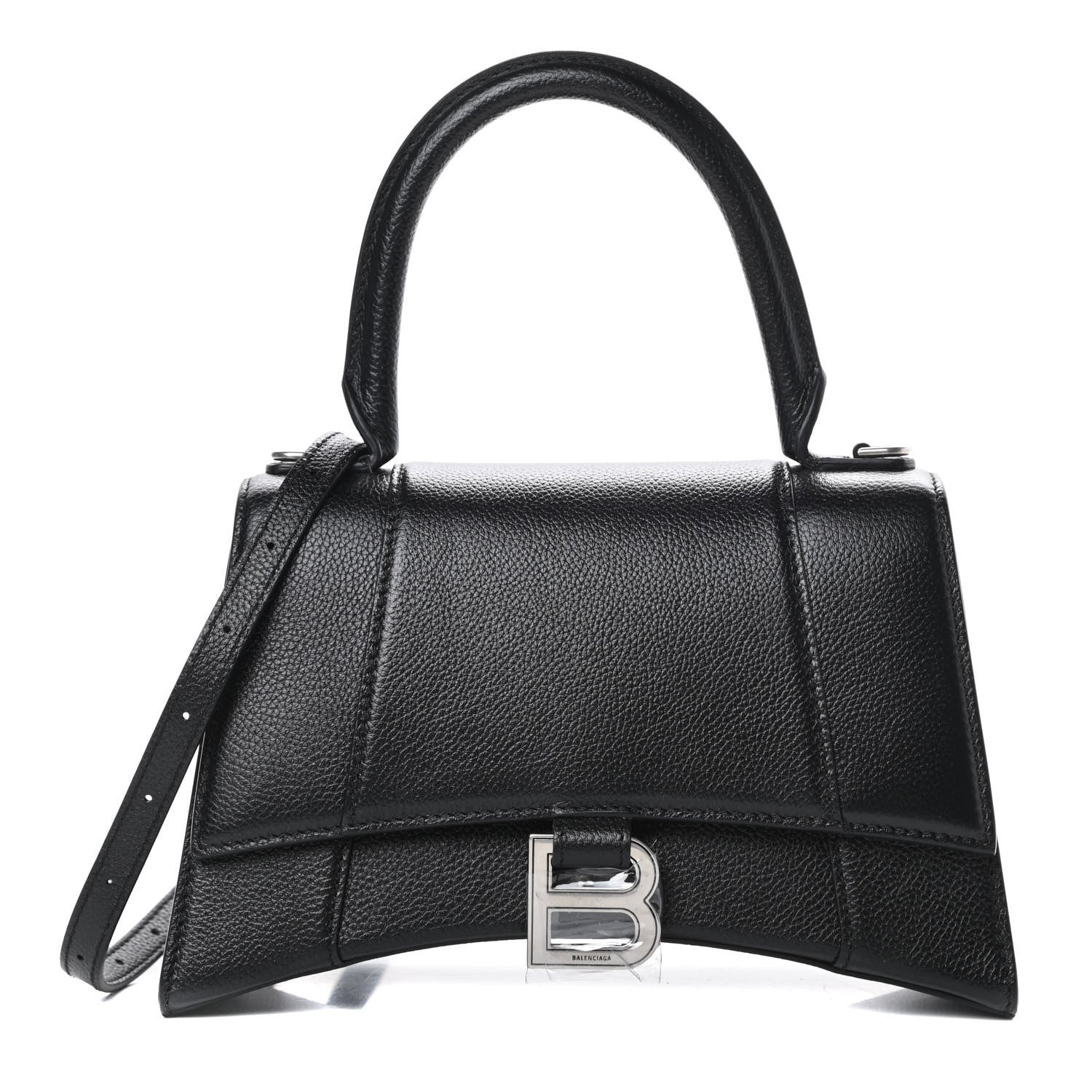 Balenciaga Grained Calfskin Small Hourglass Top Handle Bag Black 1 of 11