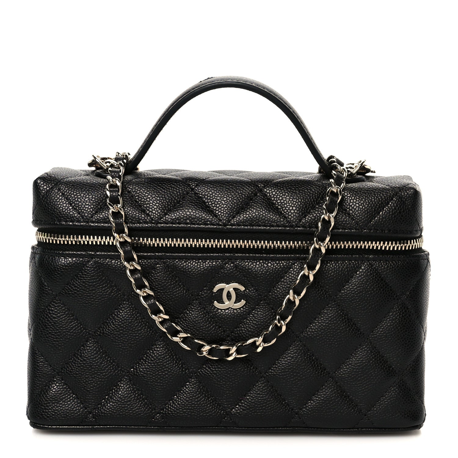 Chanel Caviar Quilted Top Handle Slim Vanity With Chain Black 1 of 11