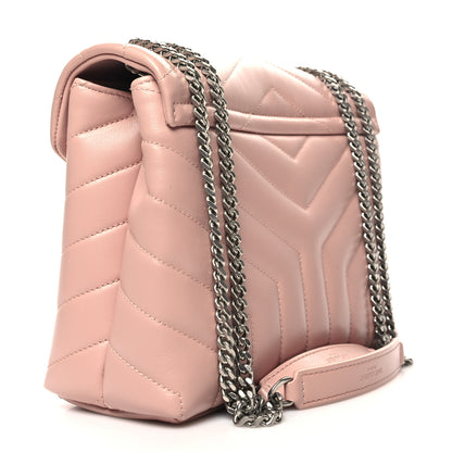 Saint Laurent Calfskin Y Quilted Monogram Small Loulou Chain Satchel Pale Blush 2 of 10