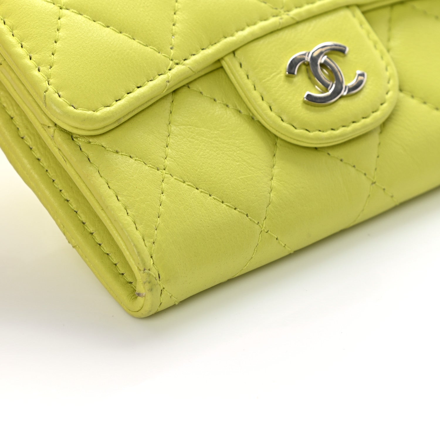 Chanel Lambskin Quilted Flap Card Holder Wallet Yellow 9 of 9