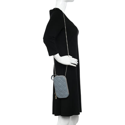 Christian Dior Lambskin Cannage Lady Dior Phone Holder Cloud Blue 2 of 10