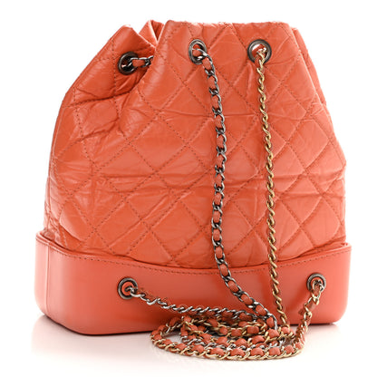 Chanel Aged Calfskin Quilted Small Gabrielle Backpack Orange 3 of 10