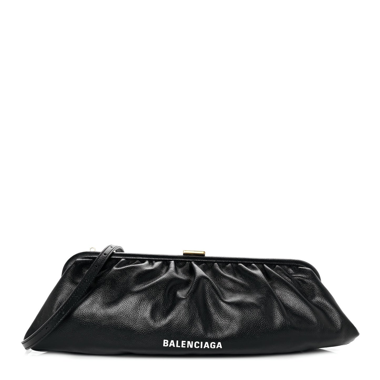 Grained Calfskin Logo XL Cloud Clutch Black