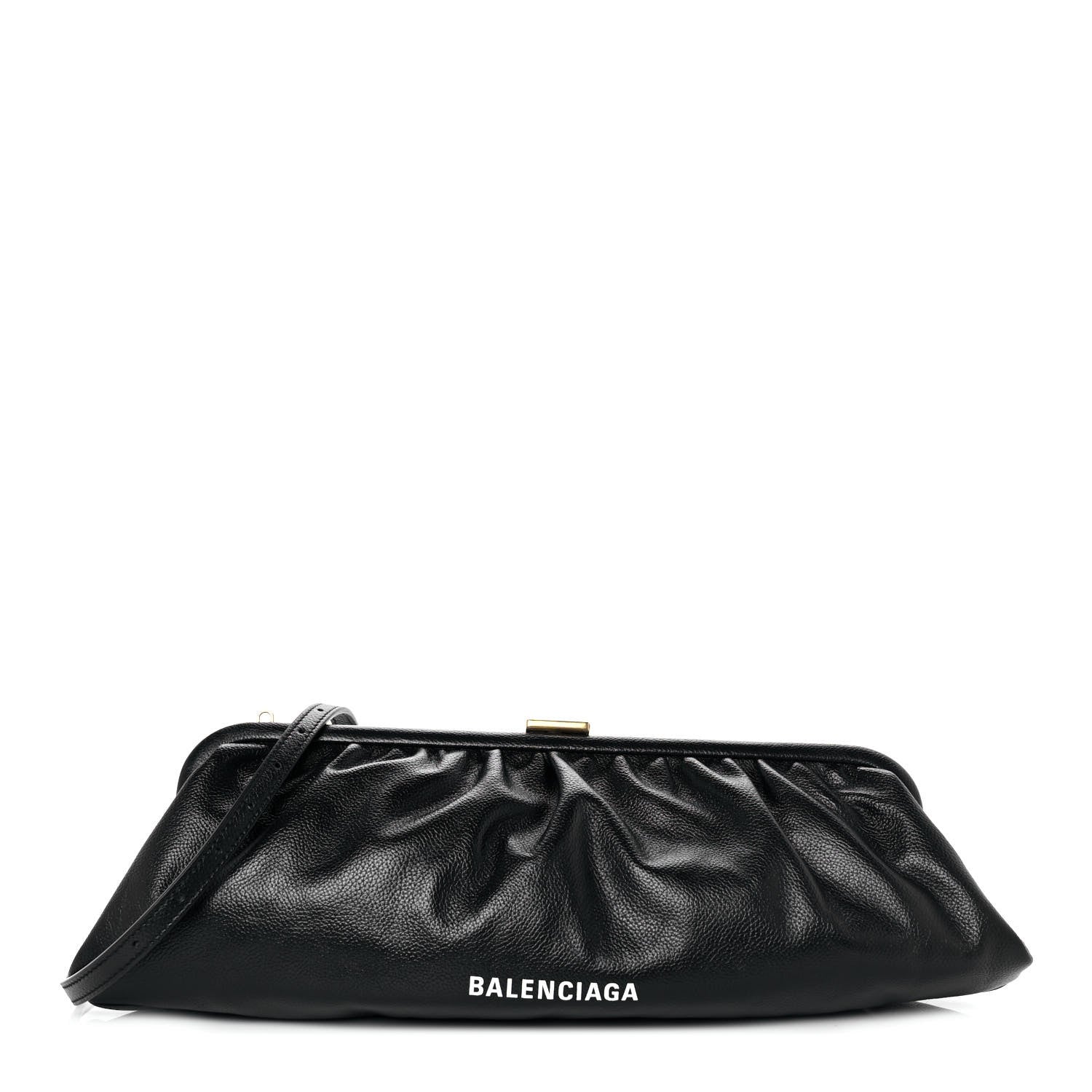 Balenciaga Grained Calfskin Logo XL Cloud Clutch Black 1 of 7
