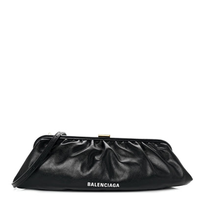 Balenciaga Grained Calfskin Logo XL Cloud Clutch Black 1 of 7