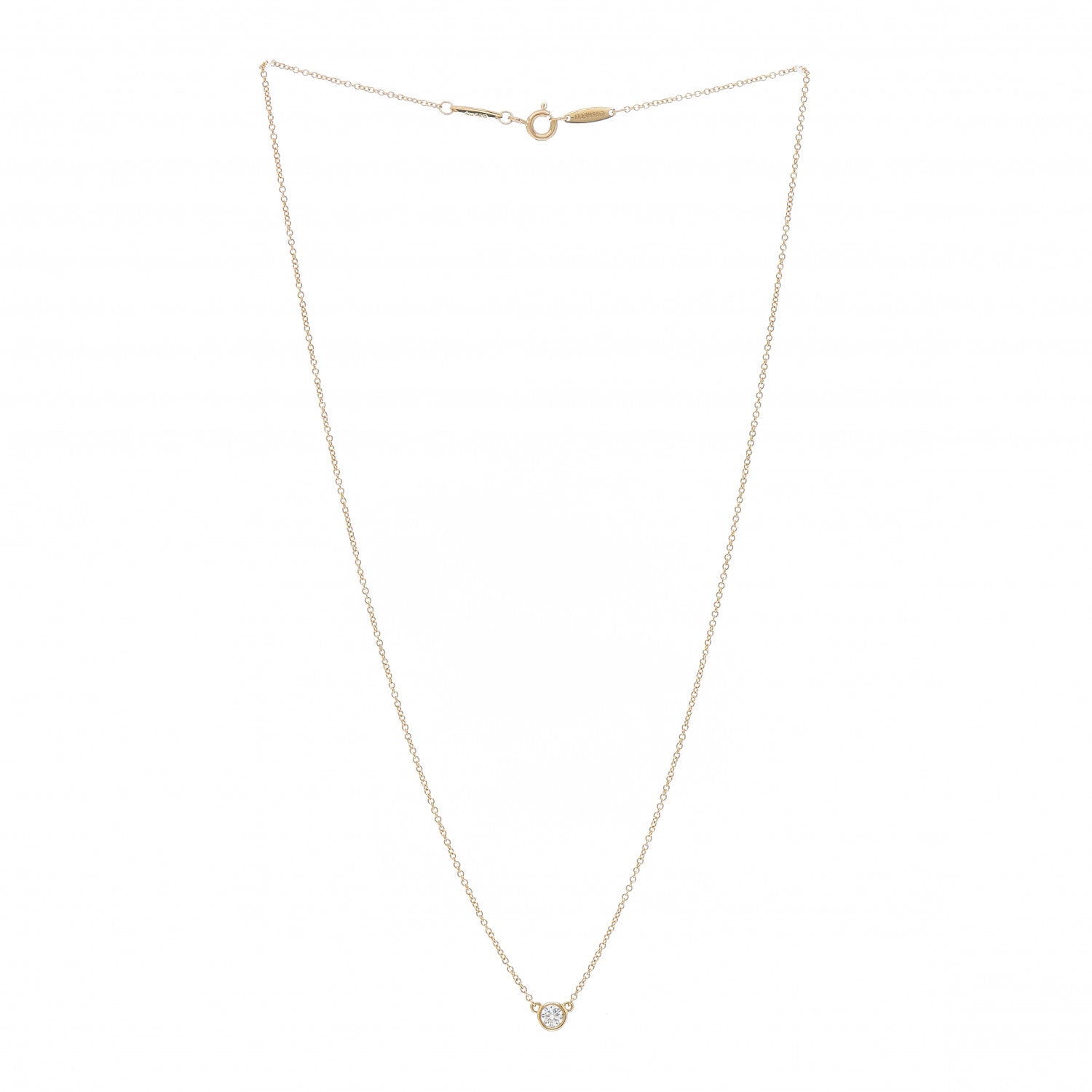 Tiffany 18K Yellow Gold Diamond .17ct Elsa Peretti Diamonds by the Yard Pendant Necklace 3 of 5