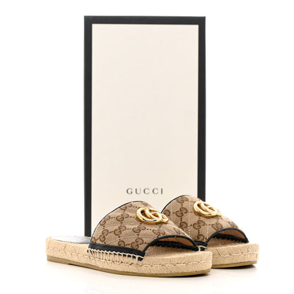 Gucci Monogram Matelasse GG Marmont Espadrille 20mm Slide Sandals 37 Beige Ebony Black 13 of 13