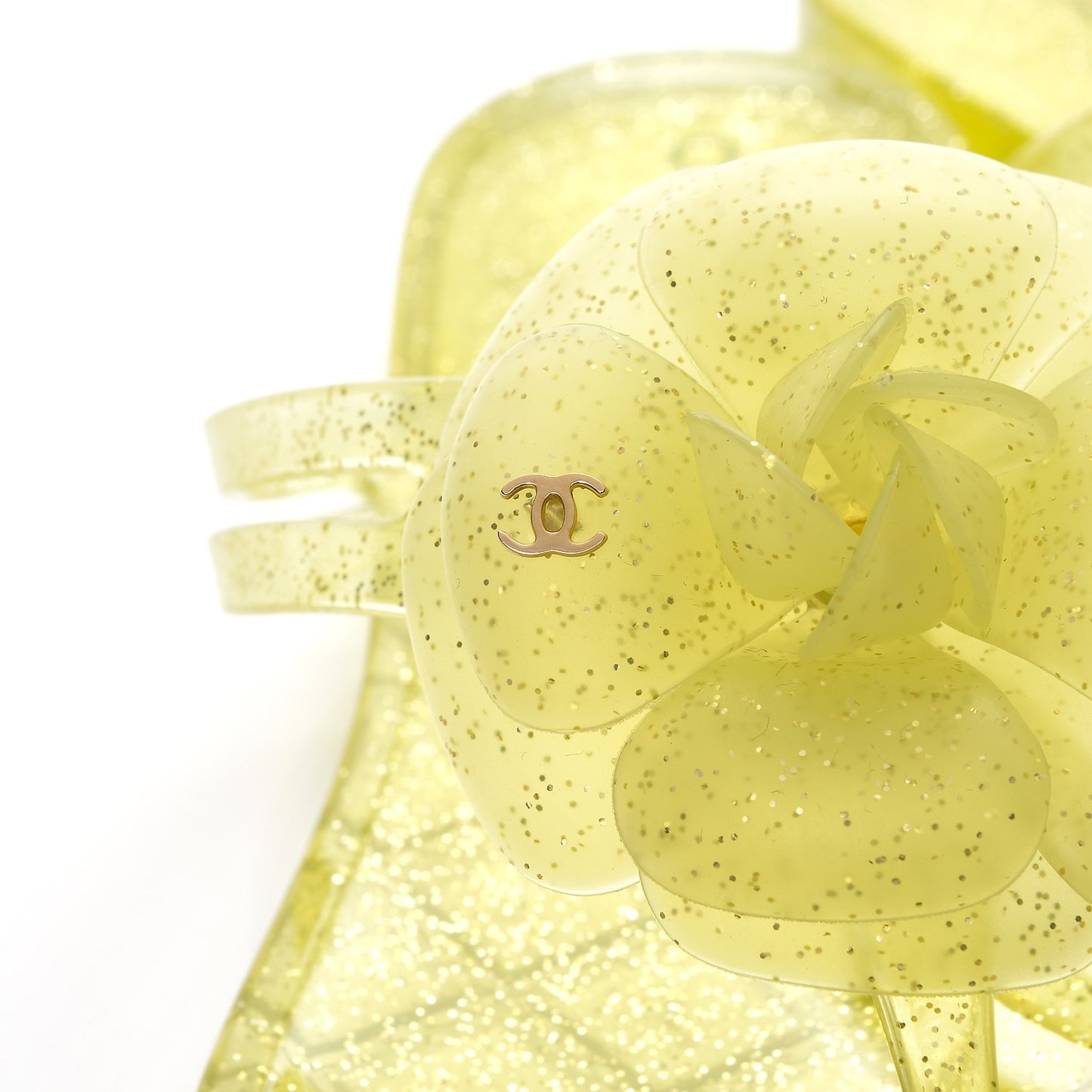 Jelly Camellia Glitter Thong Sandals 39 Yellow