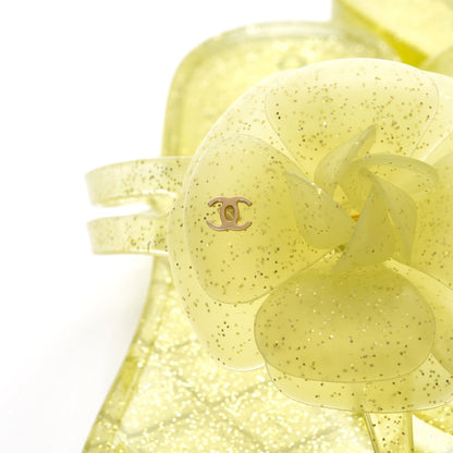 Chanel Jelly Camellia Glitter Thong Sandals 39 Yellow 8 of 9