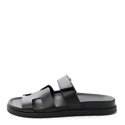 Hermes Calfskin Womens Chypre Sandals 39 Black 1 of 9