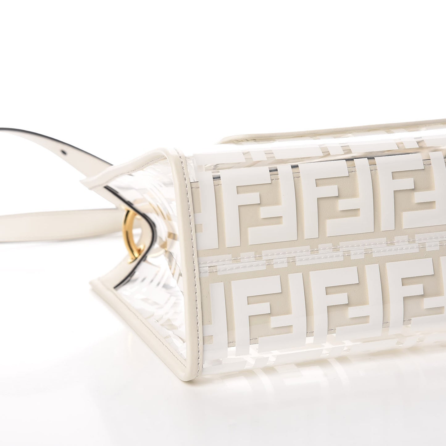 TPU FF Vitello Century Plexiglass Small Runaway Shopper Tote White