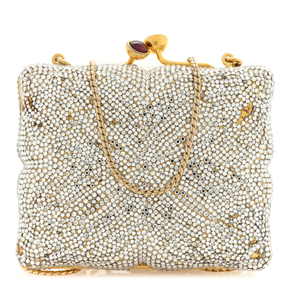 Judith Leiber Swarovski Crystal Minaudiere Clutch Gold Silver 1 of 12