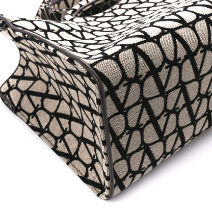 Valentino Garavani Toile Iconographe Goatskin Le Troisieme Shopping Bag Naturale Black Fondant 10 of 11