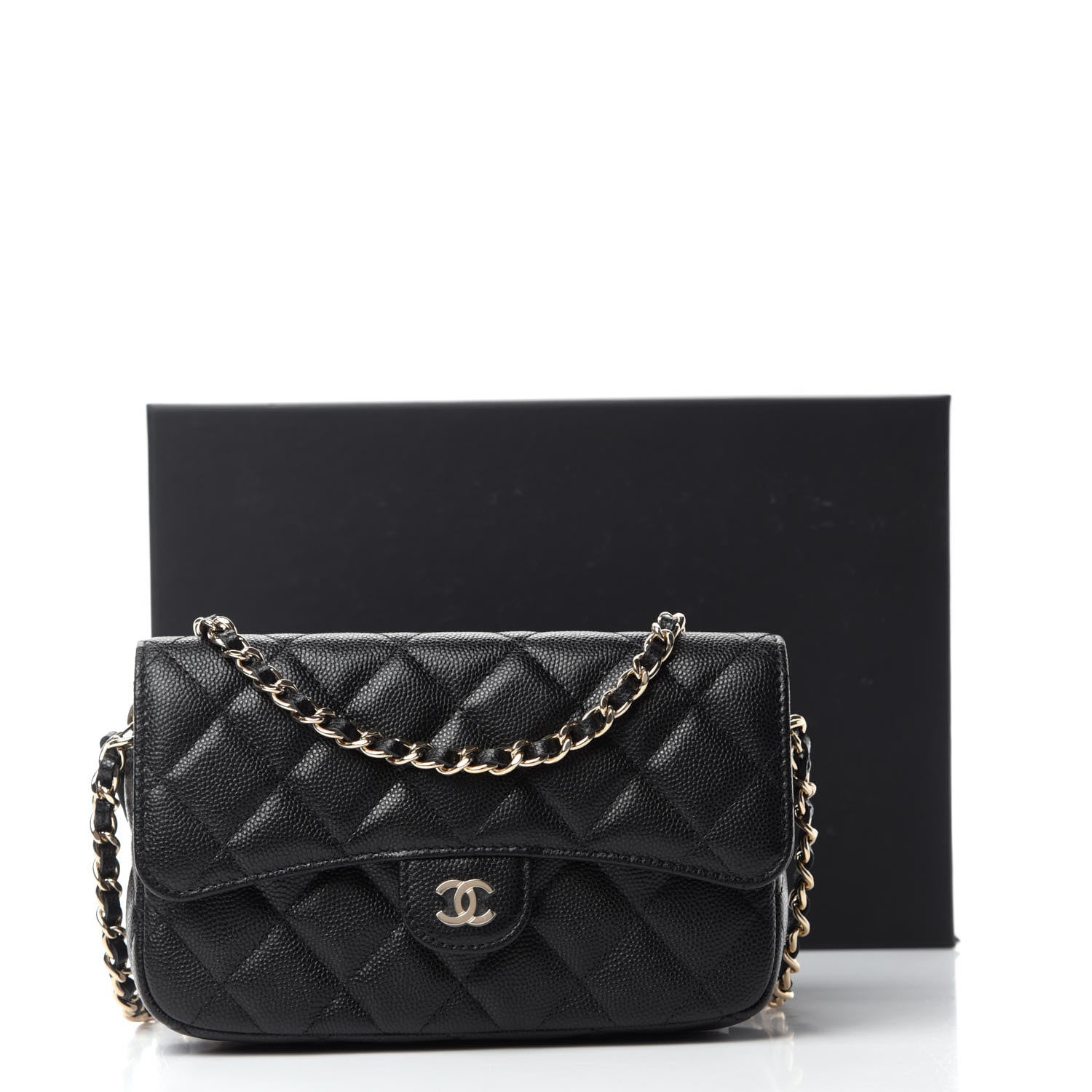 Chanel Caviar Quilted Flap Phone Holder With Chain Black 13 of 13