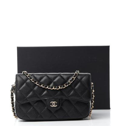 Chanel Caviar Quilted Flap Phone Holder With Chain Black 13 of 13