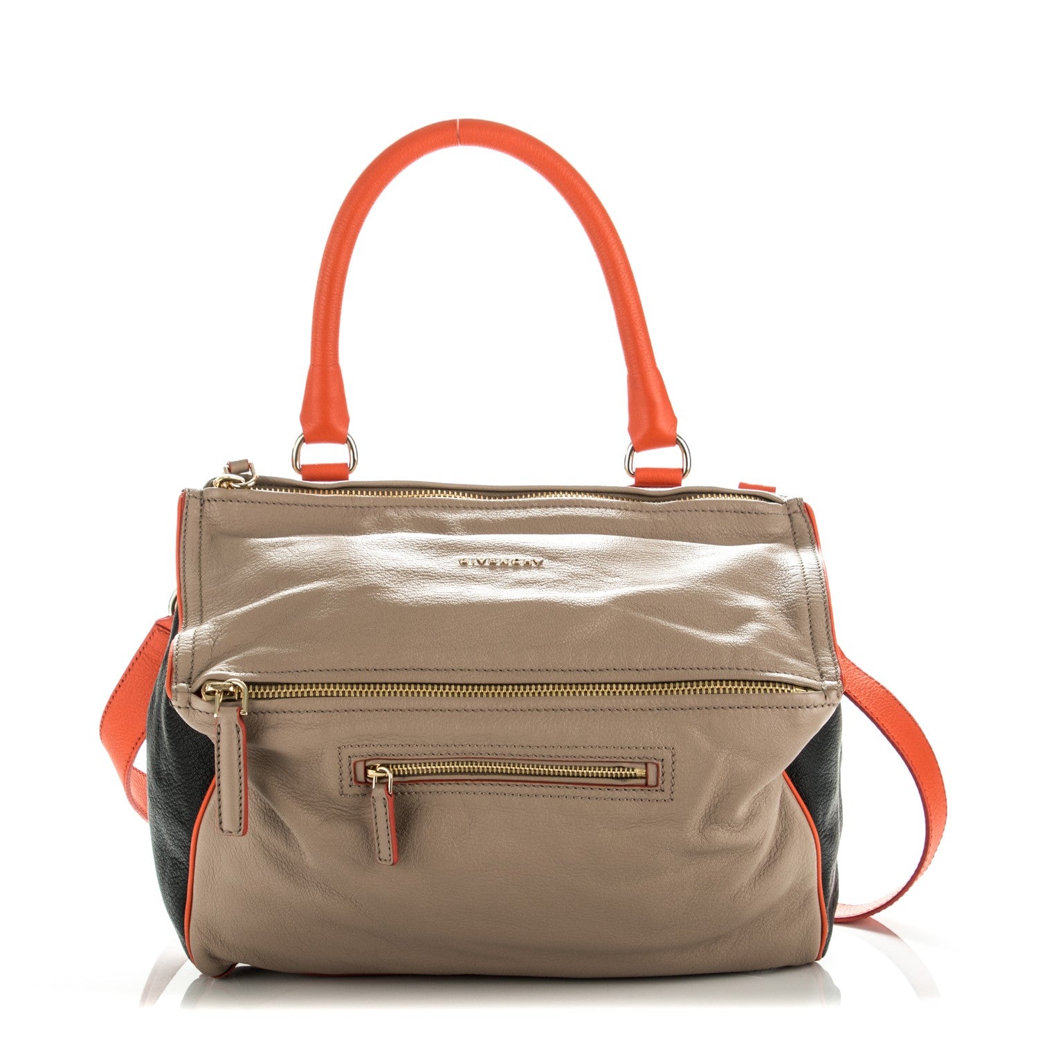 Givenchy Sugar Goatskin Large Tri-Color Pandora Taupe Black Orange 1 of 7
