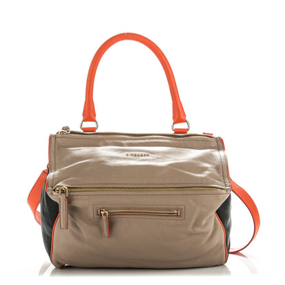 Givenchy Sugar Goatskin Large Tri-Color Pandora Taupe Black Orange 1 of 7