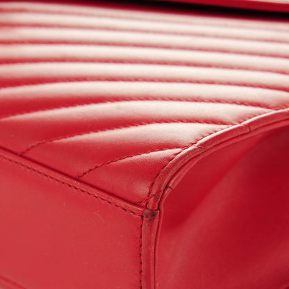 Saint Laurent Lambskin Matelasse Chevron Large Monogram Satchel Red 7 of 12