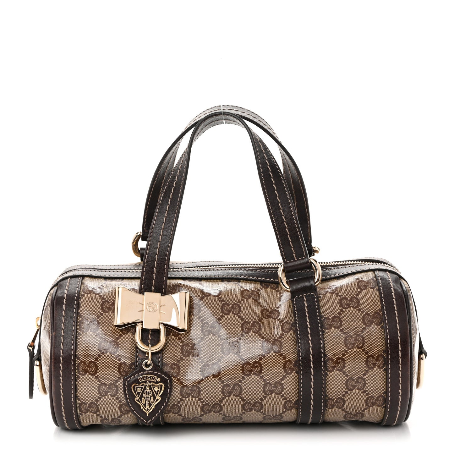 Crystal Monogram Duchessa Small Boston Bag Brown